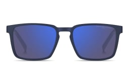 Shop Tommy Hilfiger Logo Lettering Rectangle Sunglasses in Blue/Blue online.