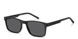 Shop Tommy Hilfiger Logo Lettering Rectangle Sunglasses in Black online.