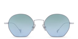 Shop Eyepetizer Triomphe Unisex Irregular Sunglasses in Silver/Green Gradient Blue online.