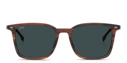 Shop Hugo Boss Logo-Engraved Square Sunglasses in Brown/Blue online.