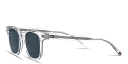 Shop Tommy Hilfiger Flag Logo Square Sunglasses in Clear online.