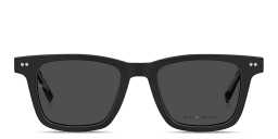 Shop Tommy Hilfiger Flag Logo Rectangle Sunglasses in Black online.