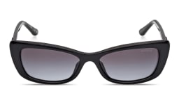 Shop Guess Embossed Logo Rectangle Sunglasses in Black/Gradient Smoke online.