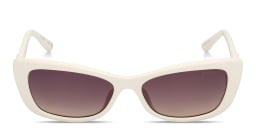 Shop Guess Embossed Logo Rectangle Sunglasses in White/Gradient Smoke online.