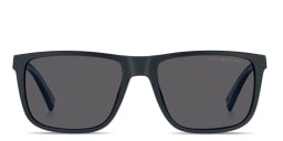 Shop Tommy Hilfiger Flag Logo Rectangle Sunglasses in Matte Blue/Grey online.