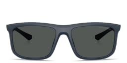 Shop Emporio Armani Eagle Logo Square Sunglasses in Matte Blue/Dark Grey online.