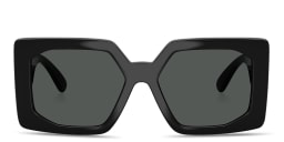 Shop VERSACE Medusa Biggie Maxi Oversized Square Sunglasses in Black online.