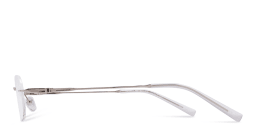 Shop TRICE Logo Rimless Oval Eyeglasses in Silver online.