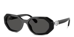 Shop Swarovski Crystal-Embellished Irregular Sunglasses in Black online.