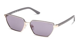 Shop Guess Logo Lettering Irregular Sunglasses in Pale Gold online.