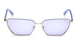 Shop Guess Logo Lettering Irregular Sunglasses in Pale Gold online.