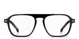 Shop Hugo Boss Logo Lettering Rectangle Eyeglasses in Black online.