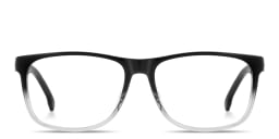 Shop Carrera Logo Lettering Wide Rectangle Eyeglasses in Transparent Grey & Black online.