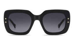 Shop Carolina Herrera Logo Rectangle Sunglasses in Black online.