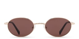 Shop TRICE Paloma Gold Ball Oval Sunglasses in Gold/Brown online.