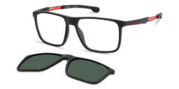 Shop Carrera Clip-On Wide Rectangle Eyeglasses in Black & Red online.