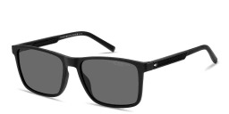 Shop Tommy Hilfiger Logo Rectangle Sunglasses in Black online.
