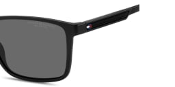 Shop Tommy Hilfiger Logo Rectangle Sunglasses in Black online.