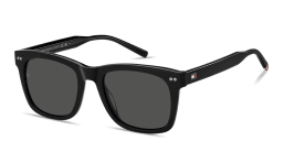Shop Tommy Hilfiger Logo Rectangle Sunglasses in Black online.
