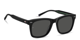 Shop Tommy Hilfiger Logo Rectangle Sunglasses in Black online.