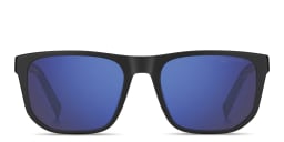 Shop Tommy Hilfiger Logo Rectangle Sunglasses in Black online.