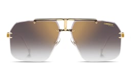Shop Carrera Engraved Logo Rimless Aviator Sunglasses in Gold/Grey online.