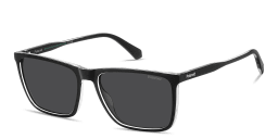Shop Polaroid Logo Signature Rectangle Sunglasses in Black online.