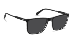Shop Polaroid Logo Signature Rectangle Sunglasses in Black online.