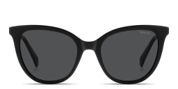 Shop Polaroid Engraved Logo Cat-Eye Sunglasses in Black/Grey online.