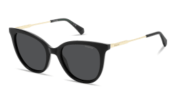 Shop Polaroid Engraved Logo Cat-Eye Sunglasses in Black online.