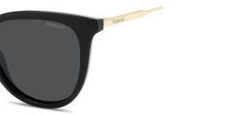 Shop Polaroid Engraved Logo Cat-Eye Sunglasses in Black online.