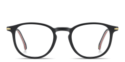 Shop Carrera Logo Print Panthos Eyeglasses in Black Ruthenium online.