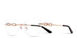 Shop Guess Engraved Logo Rimless Cat-Eye Eyeglasses in Rose Gold online.