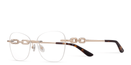 Shop Guess Engraved Logo Rimless Cat-Eye Eyeglasses in Gold online.