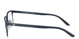 Shop Emporio Armani Eagle Logo Rectangle Eyeglasses in Blue online.