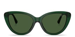 Shop BURBERRY Logo Lettering Cat-Eye Sunglasses in Transparent Green online.