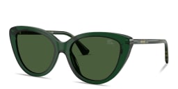 Shop BURBERRY Logo Lettering Cat-Eye Sunglasses in Transparent Green online.