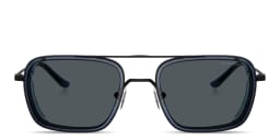 Shop Emporio Armani Eagle Logo Square Sunglasses in Black/Blue online.