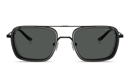 Shop Emporio Armani Eagle Logo Square Sunglasses in Black/Smoke online.