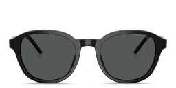 Shop Emporio Armani Embossed Eagle Logo Panthos Sunglasses in Black online.