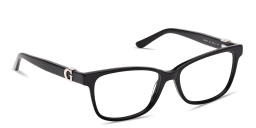 Shop Guess G Motif Rectangle Eyeglasses in Black online.