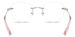Shop Swarovski Crystal-Embellished Rimless Panthos Eyeglasses in Silver online.