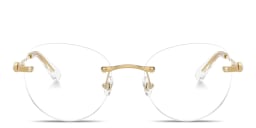 Shop Swarovski Crystal-Embellished Rimless Panthos Eyeglasses in Gold online.