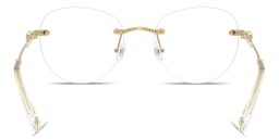 Shop Swarovski Crystal-Embellished Rimless Panthos Eyeglasses in Gold online.