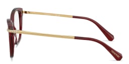 Shop Swarovski Crystal-Embellished Square Eyeglasses in Burgundy online.