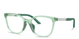 Shop Emporio Armani Eagle Logo Kids Butterfly Eyeglasses in Transparent Green online.