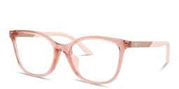Shop Emporio Armani Eagle Logo Kids Butterfly Eyeglasses in Transparent Pink online.