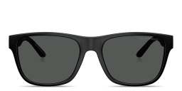 Shop Emporio Armani Eagle Logo Square Sunglasses in Matte Black/Dark Grey online.