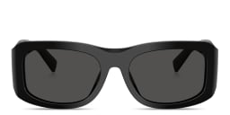 Shop Dolce & Gabbana Logo Print Rectangle Sunglasses in Black online.