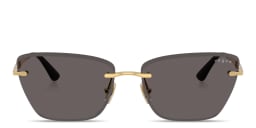 Shop Vogue Eyewear Engraved Logo Rimless Cat-Eye Sunglasses in Gold online.
